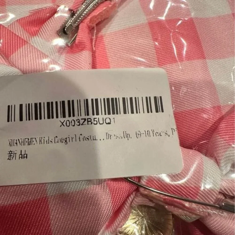 New: 50’s pink plaid dress‎ w jewelry & bows (9-10 years old)